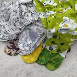 Lot of 10 Kinder Cloth Diaper Covers One Size Snap Covers Reusable Baby Diaper